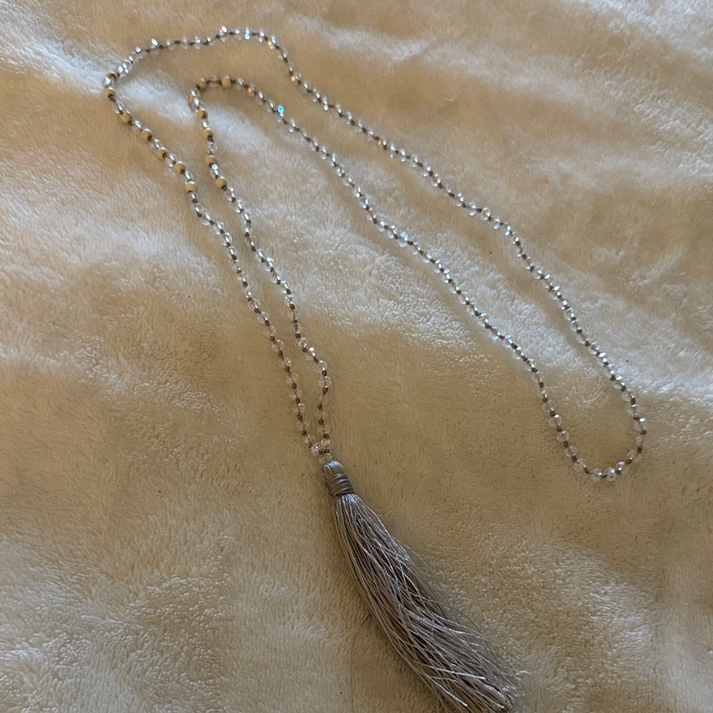 Elegant Silver Tassel Necklace